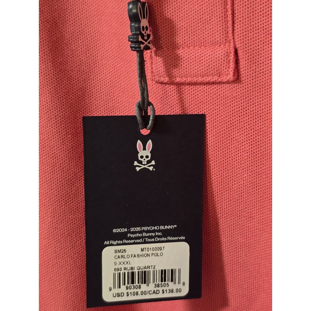 NEW Psycho Bunny Walter Pique Polo Persian Red Men's Size 9/ 3XL - Picture 4 of 5